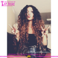 Made in China truly brazilian human hair wigs kinky curly ombre color full lace wig